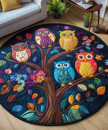 Owl Whisperers Quilted Round Mat