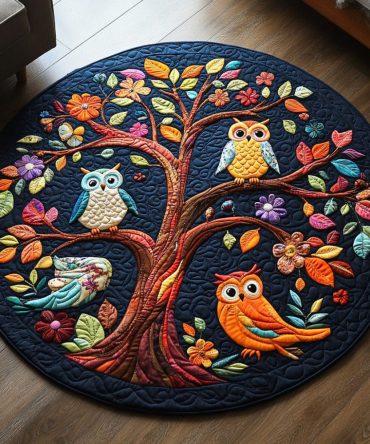 Owls In The Trees Quilted Round Mat