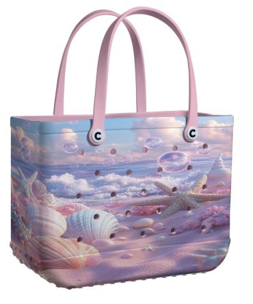 Bucket Tote Bag, Limited Edition Bogg Bag, Beach Bag Wave Shell