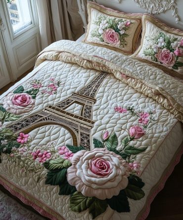 Paris Skyline 3-Piece Quilted Bedding Set