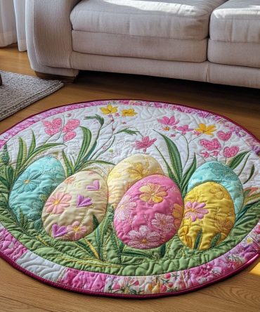 Pastel Eggs Quilted Round Mat