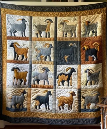 Patchwork Goats Quilted Blanket