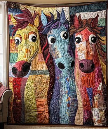 Patchwork Horse Quilted Blanket