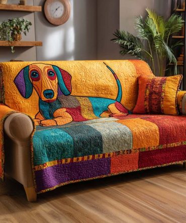 Patchwork Pup Quilted Sofa Cover