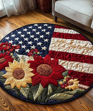 Patriotic Blossoms Quilted Round Mat