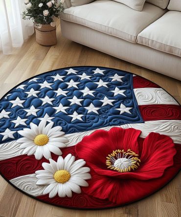 Patriotic Poppies Quilted Round Mat