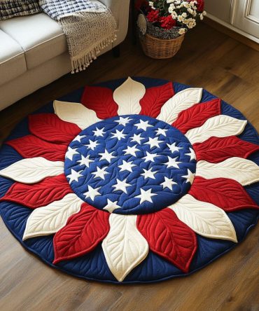 Patriotic Sunflower Quilted Round Mat