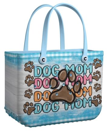 Stylish 'Dog Mom' Tote Bag - Perfect Gift For Pet Lovers , Durable & Trendy Design With Paw Prints