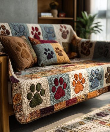 Paw Love Meadow Quilted Sofa Cover