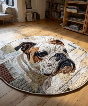 Pawsome Bulldog Quilted Round Mat