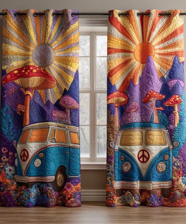 Peace Bus Meadow Quilted Curtains