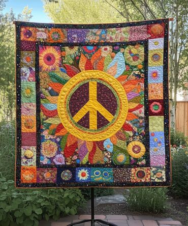 Peace Garden Quilted Blanket