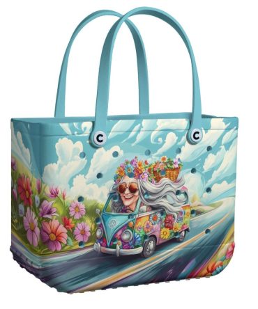 Bucket Tote Bag, Limited Edition Bogg Bag, Beach Bag Peace & Petals