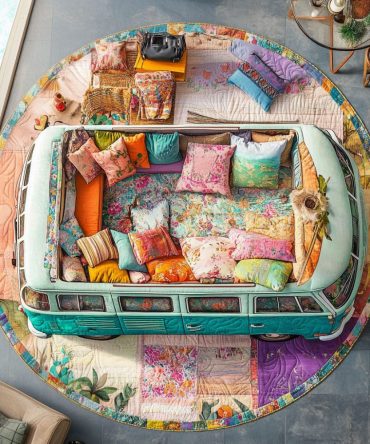 Peace And Wanderlust Quilted Round Mat