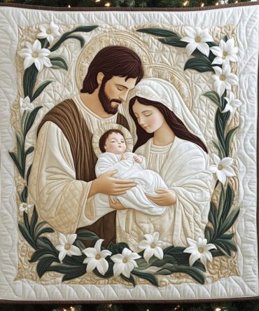 Peaceful Nativity Quilted Blanket