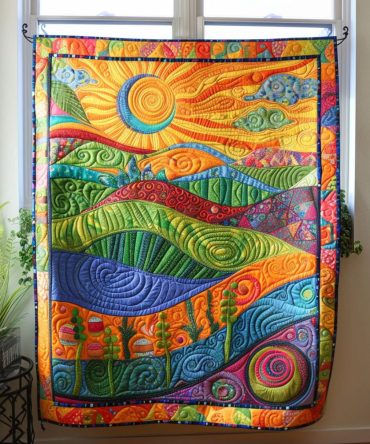 Peaceful Sun Oasis Quilted Blanket