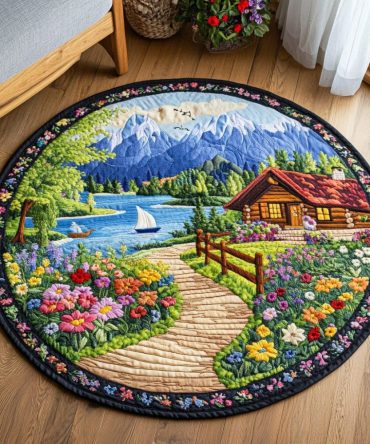 Peaceful Terrain Quilted Round Mat