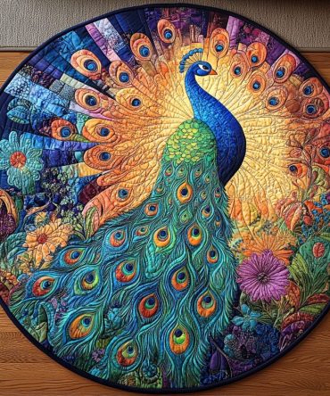 Peacock Paradise Quilted Round Mat