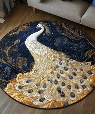 Peacock Pride Quilted Round Mat
