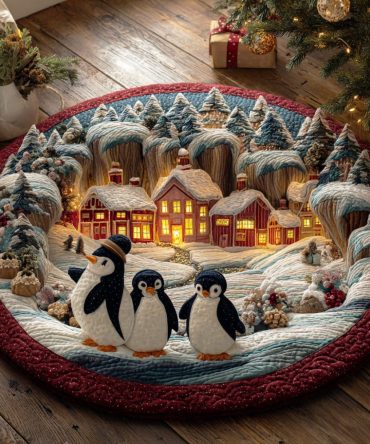 Penguin Holiday Chill Quilted Round Mat