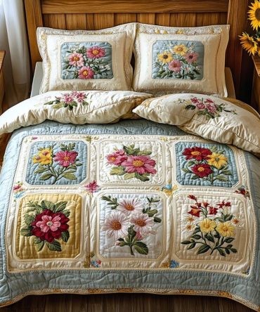 Petal Dreams 3-Piece Quilted Bedding Set