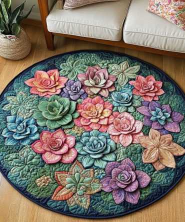 Petal Glow Quilted Round Mat