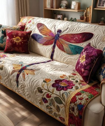 Petal Whisper Quilted Sofa Cover