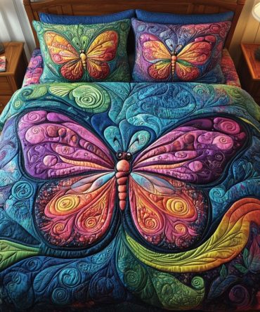 Petal Wings 3-Piece Quilted Bedding Set