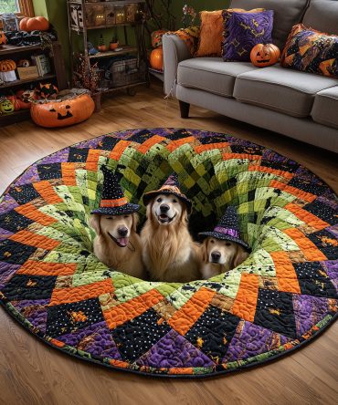 Phantom Golden Quilted Round Mat