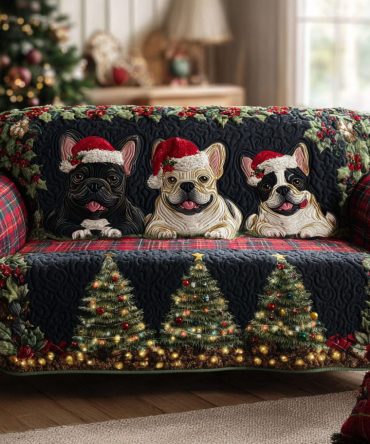 Pine Tree Frenchies Quilted Sofa Cover
