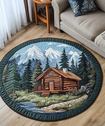 Pinewood Haven Quilted Round Mat