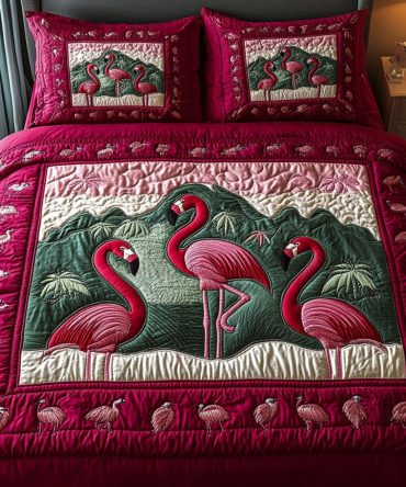 Pink Sunset 3-Piece Quilted Bedding Set