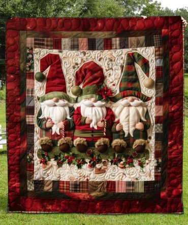 Plaid Gnome Quilted Blanket