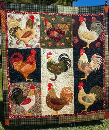 Plaid Poultry Patch Quilted Blanket