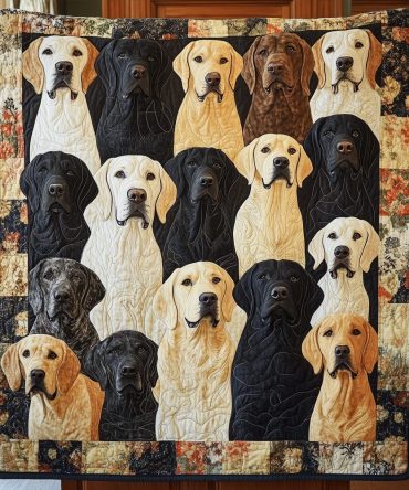 Playful Labrador Quilted Blanket