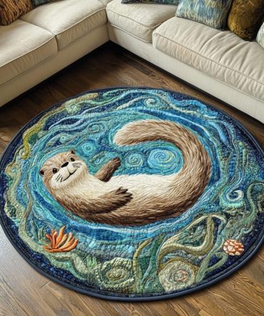Playful Otter Quilted Round Mat