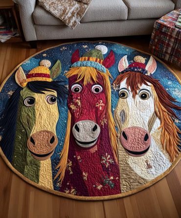 Playful Ponies Quilted Round Mat