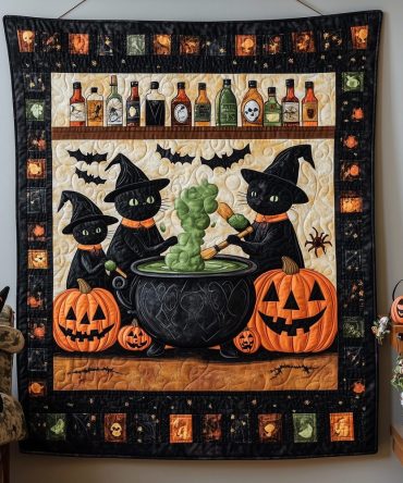Potion Bubbles Cats Quilted Blanket