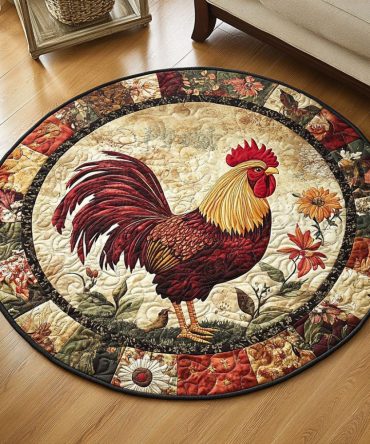 Poultry Patch Quilted Round Mat