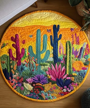 Prickly Beauty Haven Quilted Round Mat