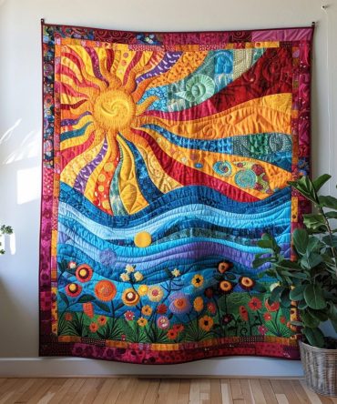 Psychedelic Harmony Quilted Blanket