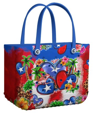 Vibrant Tropical Heart Tote Bag – Colorful & Stylish Beach Accessory