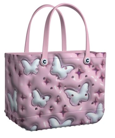 Bucket Tote Bag, Limited Edition Bogg Bag, Beach Bag Puffy Butterfly