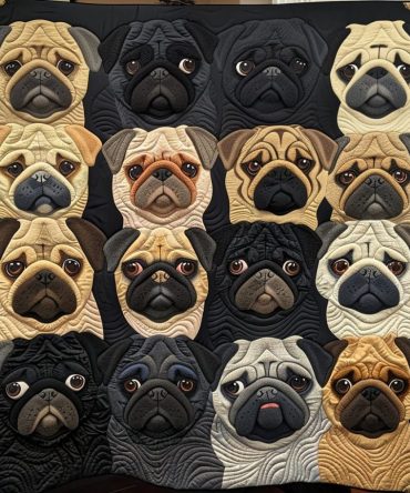 Pug Garden Quilted Blanket