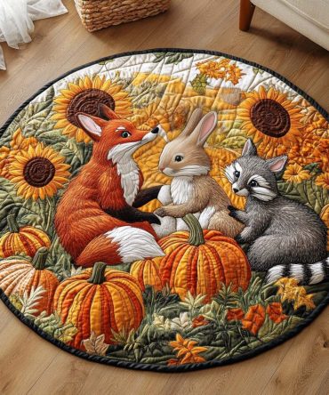 Pumpkin Friends Quilted Round Mat