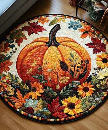 Pumpkin Garden Quilted Round Mat