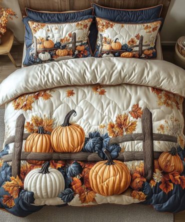 Pumpkin Glow 3-Piece Quilted Bedding Set