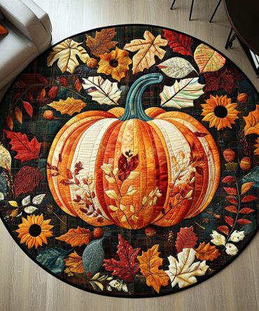 Pumpkin Glow Quilted Round Mat