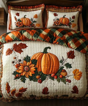 Pumpkin Harvest 3-Piece Quilted Bedding Set