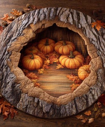 Pumpkin Hollow Quilted Round Mat